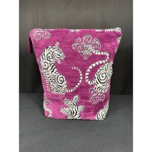 One of a Kind Bag Created with Designer Fabric Tigers on Rich Purple Velour